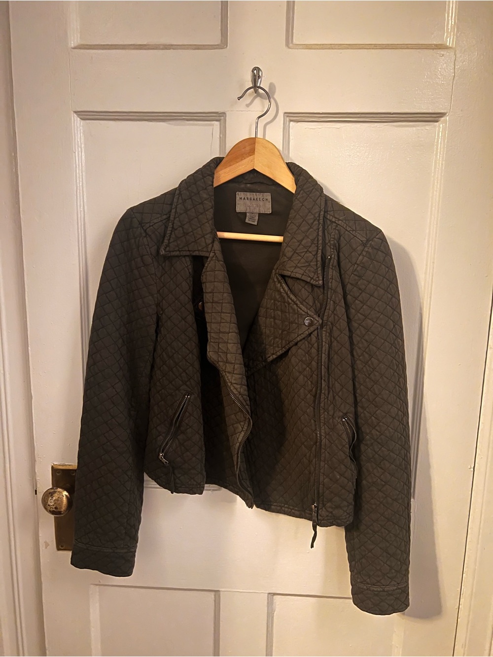Marrakech Quilted Moto Jacket in Charcoal
